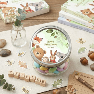 Woodland Cute Animals Greenery Baby Shower Classic Round Sticker