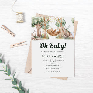 Woodland Cute Bear Animal Baby Shower Invitation
