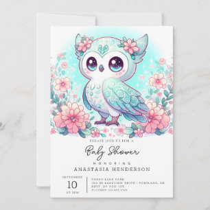Woodland Cute Owl Baby Shower  Invitation