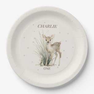 Woodland Deer 1st Birthday Paper Plates
