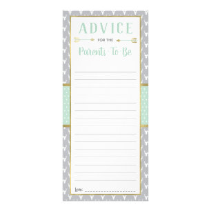 Woodland Deer Advice Card, Baby Shower, Mint, Grey Rack Card