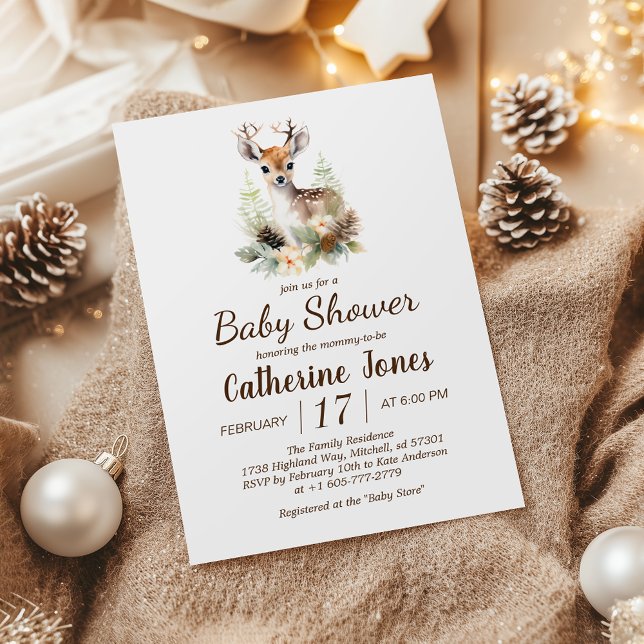 Woodland Deer Animal Baby Shower Invitation (Woodland Deer Animal Baby Shower Invitation)