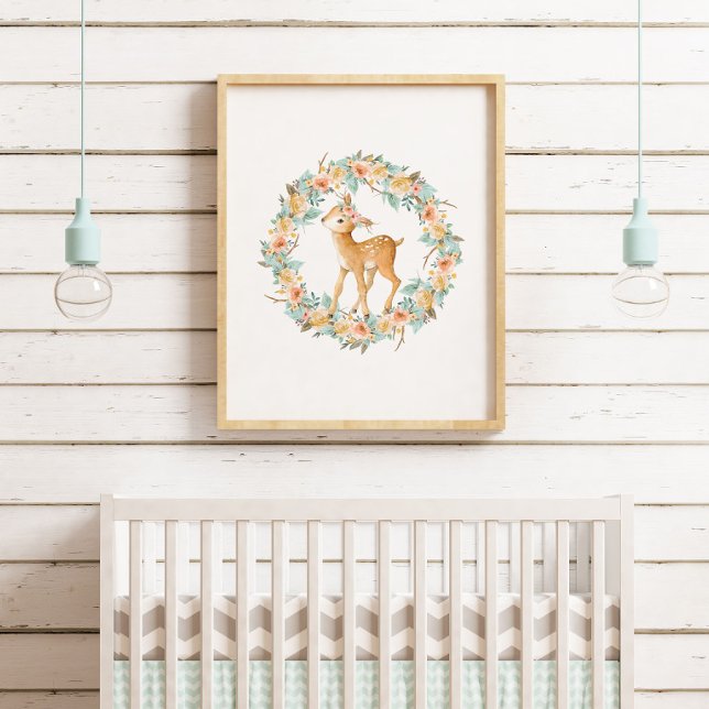 Woodland Deer Animals Nursery Art Kids Wall Poster (Creator Uploaded)
