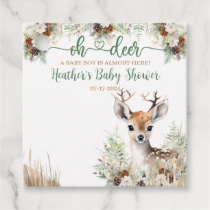 Woodland Deer Baby Shower Boy Favour Tags