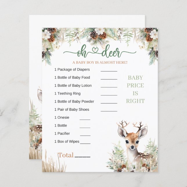 Woodland Deer Baby Shower Boy Game (Front/Back)