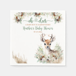 Woodland Deer Baby Shower Boy Napkin