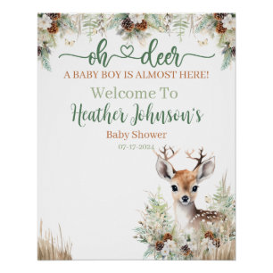 Woodland Deer Baby Shower Boy Poster
