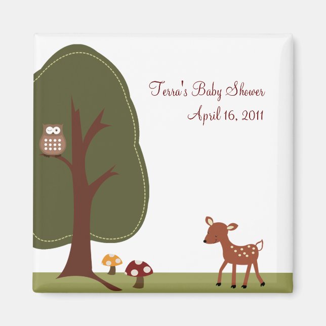 WOODLAND DEER Baby Shower Favour Magnet (Front)
