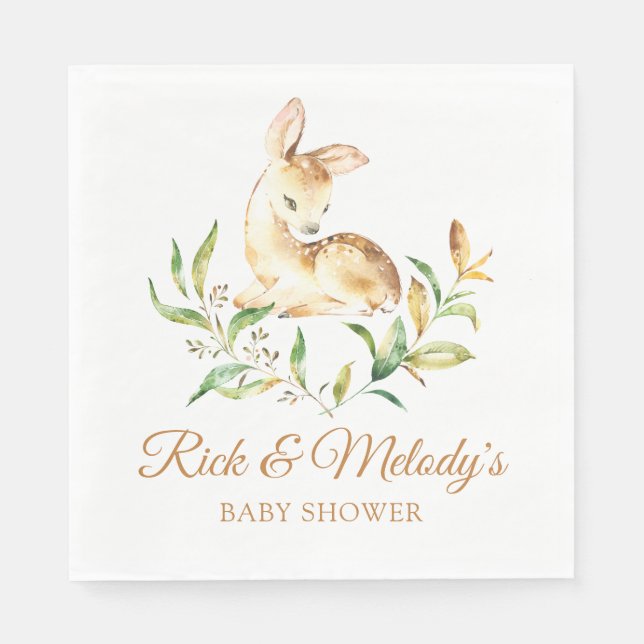 Woodland Deer Baby Shower for Boy or Girl Napkin (Front)