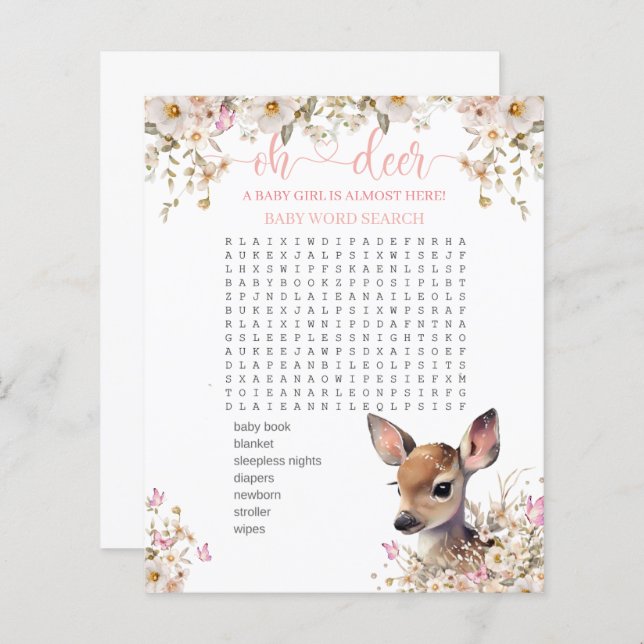 Woodland Deer Baby Shower Game (Front/Back)