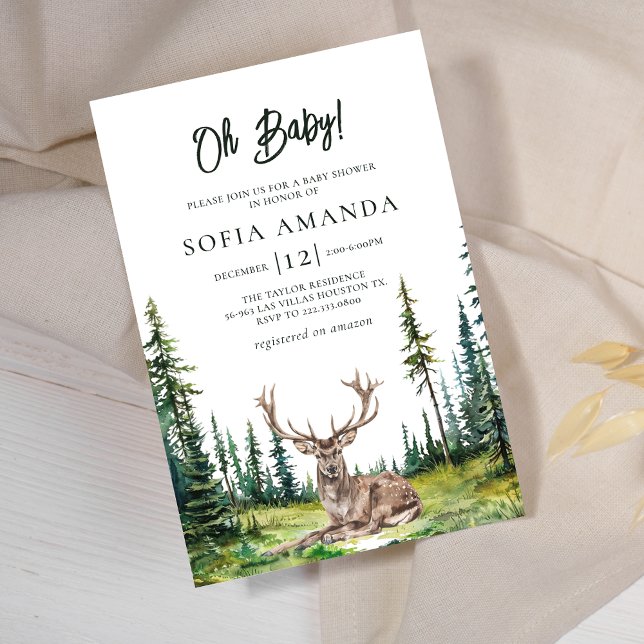 Woodland Deer Baby Shower Invitation (Creator Uploaded)