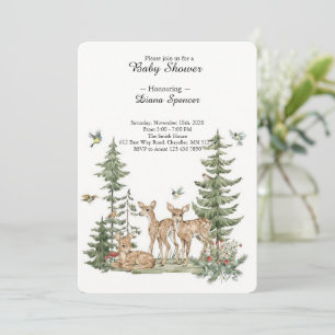 Woodland Deer Baby Shower Invitation