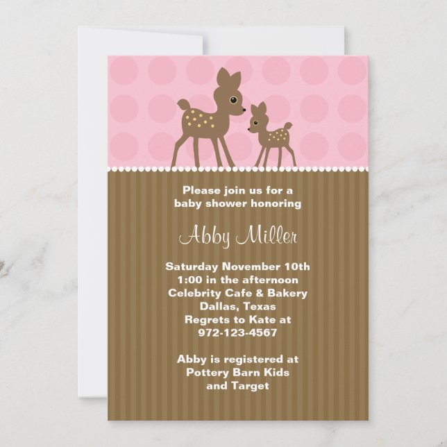 Woodland Deer Baby Shower Invitations (Front)