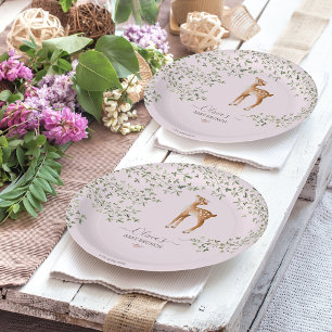 Woodland Deer Baby Shower Paper Plate