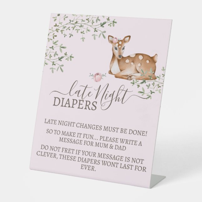 Woodland Deer Baby Shower Pedestal Sign (Front)
