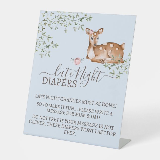 Woodland Deer Baby Shower Pedestal Sign (Front)