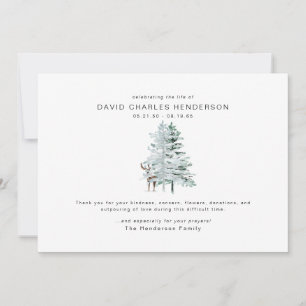 Woodland Deer Bereavement Funeral Thank You Card