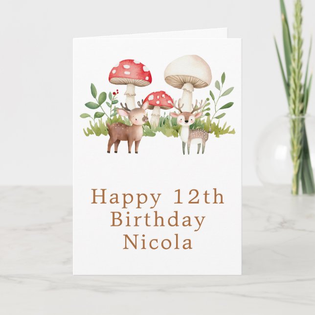 Woodland Deer Birthday Card (Front)