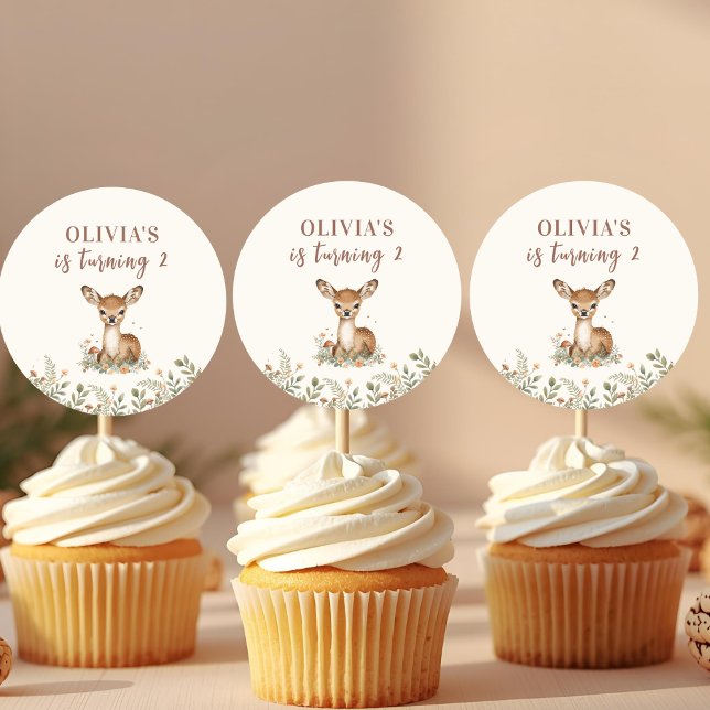 Woodland Deer Birthday | Rustic Forest  Classic Round Sticker (Creator Uploaded)