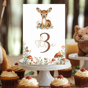 Woodland Deer Birthday Rustic Table Number