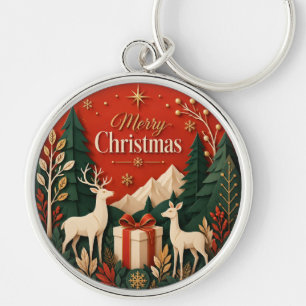 Woodland Deer Christmas Gift Key Ring
