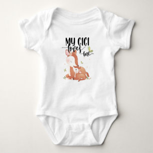 Woodland Deer Doe and Baby Fawn My Gigi Loves Me Bodysuit