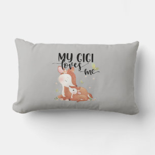 Woodland Deer Doe and Baby Fawn My Gigi Loves Me Lumbar Cushion