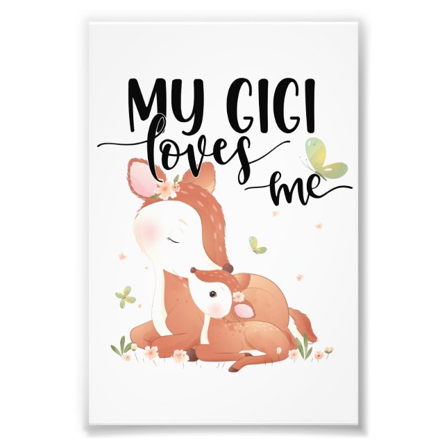 Woodland Deer Doe and Baby Fawn My Gigi Loves Me Photo Print (Front)