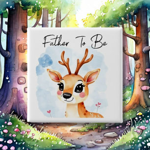 Woodland Deer Father To Be Baby Shower 15 Cm Square Badge