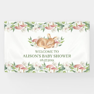 Woodland Deer Floral Greenery Baby Shower Backdrop Banner