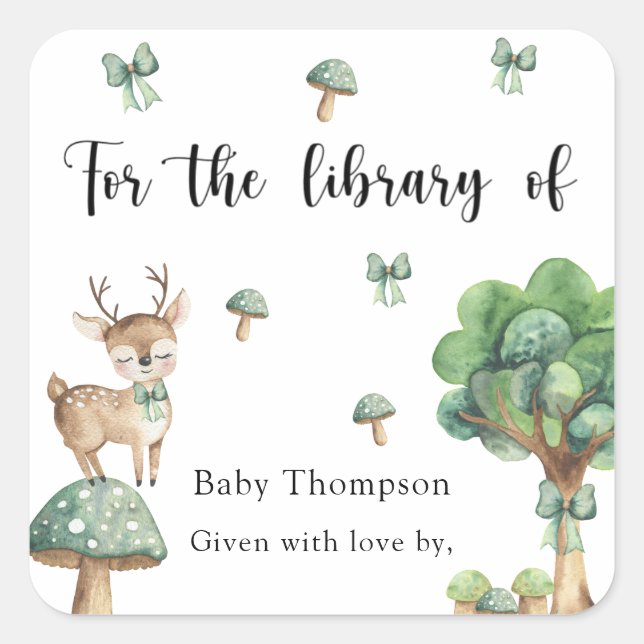 Woodland Deer - for the library of Square Sticker (Front)