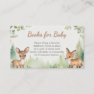 Woodland Deer Forest Baby Shower Books for Baby Enclosure Card