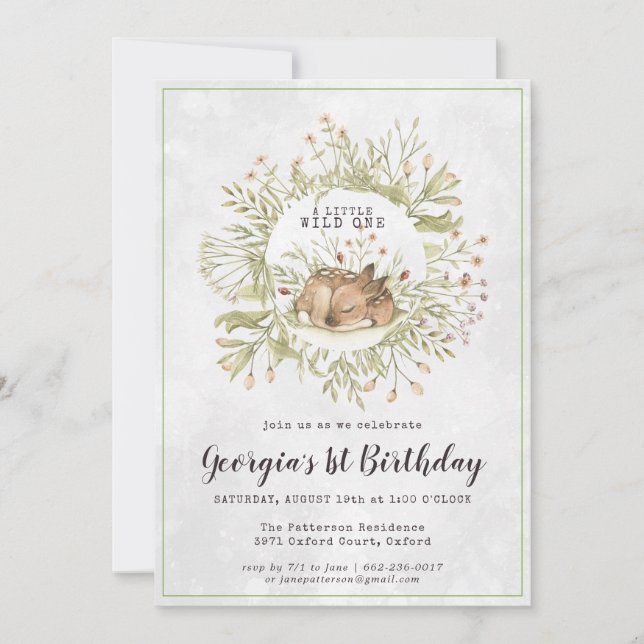 Woodland Deer | Forest Birthday Party Invitation (Front)