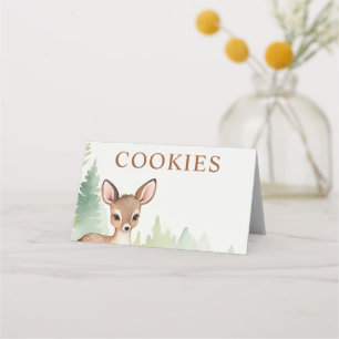 Woodland Deer Forest Neutral Baby Shower Cookies Place Card