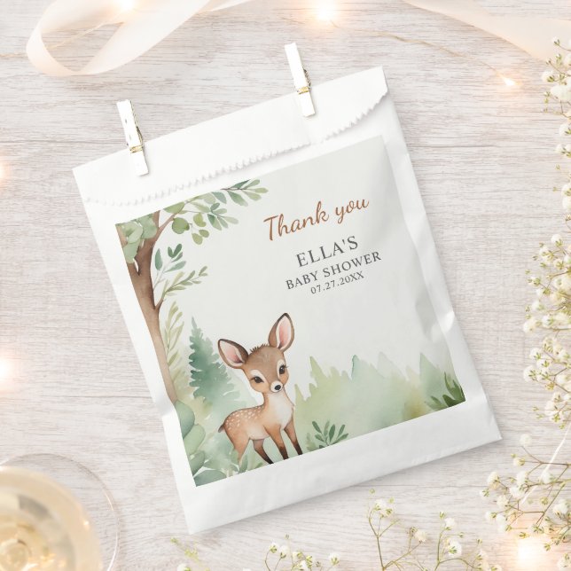 Woodland Deer Forest Neutral Baby Shower Favour Bags (Clipped)