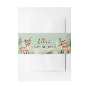 Woodland Deer Forest Neutral Baby Shower Invitation Belly Band