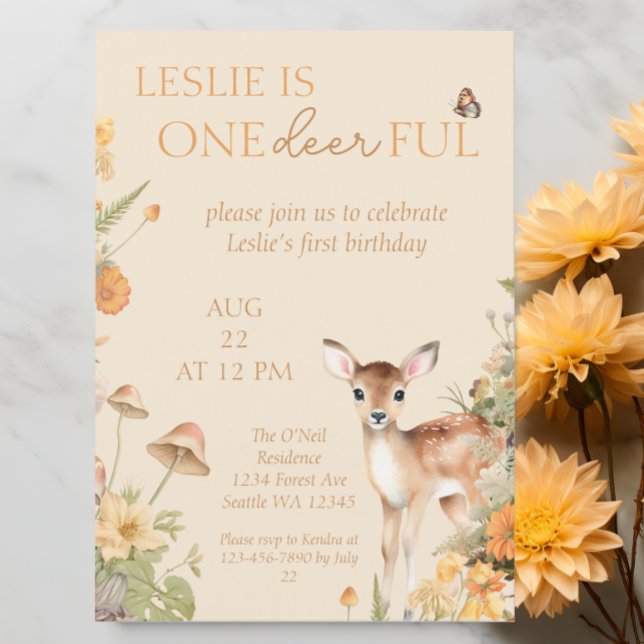 Woodland Deer Garden First Birthday Invitation (Creator Uploaded)