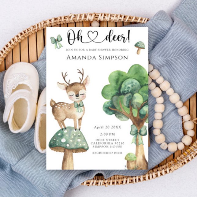 Woodland Deer Gender Neutral Baby Shower Invitation (Creator Uploaded)