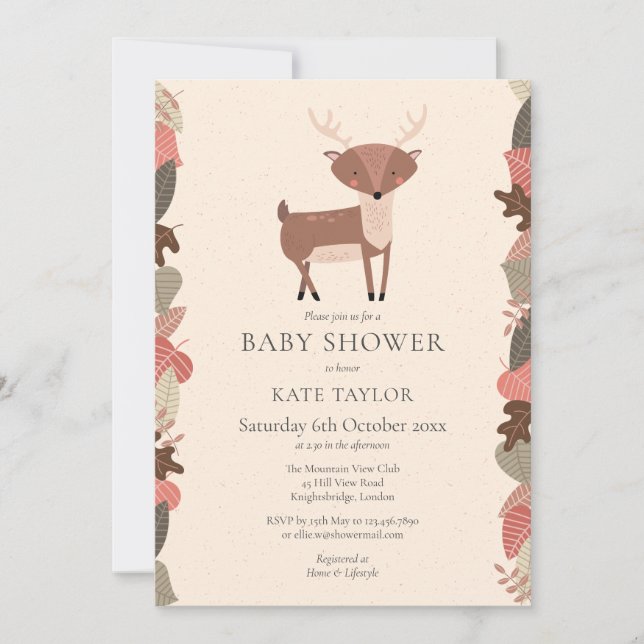 Woodland Deer Gender Neutral Baby Shower Sprinkle Invitation (Front)
