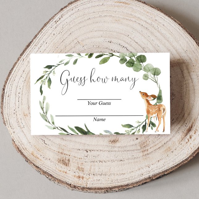Woodland Deer Guess how many baby shower cards (Creator Uploaded)