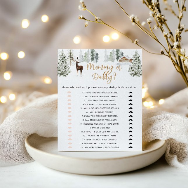 Woodland deer Mummy or Daddy baby shower game (Creator Uploaded)