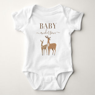 Woodland deer natural modern baby shower bodysuit