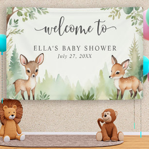 Woodland Deer Neutral Baby Shower Welcome Sign