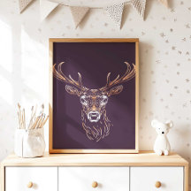 Woodland Deer Nursery Wall Art Poster Print