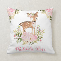 Woodland Deer Pink Floral Peony Girl Nursery Decor