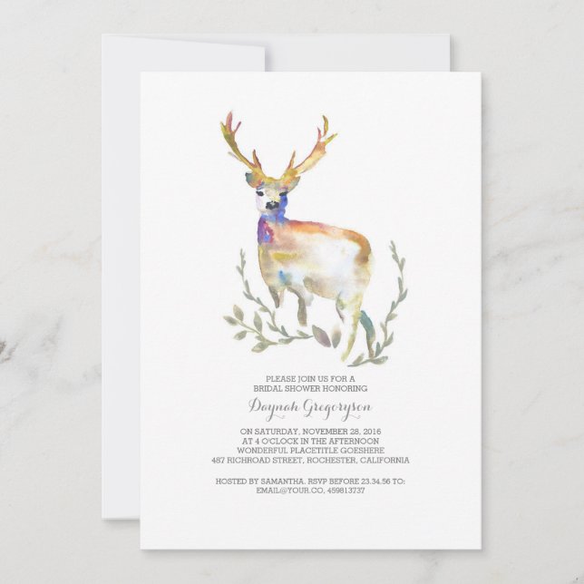 Woodland Deer Rustic Bridal Shower Invitation (Front)