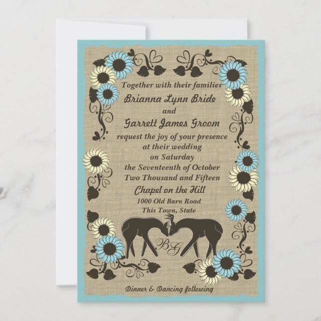 Woodland Deer Rustic Wedding Invitation (Front)