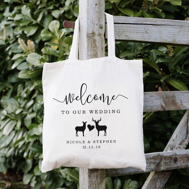 Woodland Deer Wedding Welcome Tote Bag (Creator Uploaded)