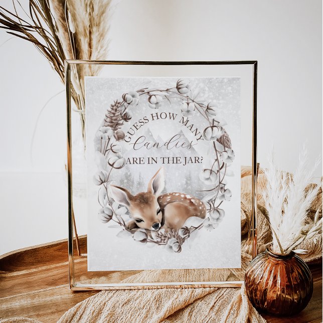 Woodland Deer Winter Baby Shower Guess Game Poster (Creator Uploaded)