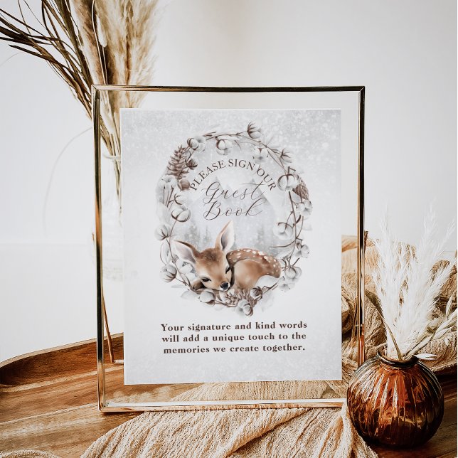 Woodland Deer Winter Baby Shower Guest Book (Creator Uploaded)